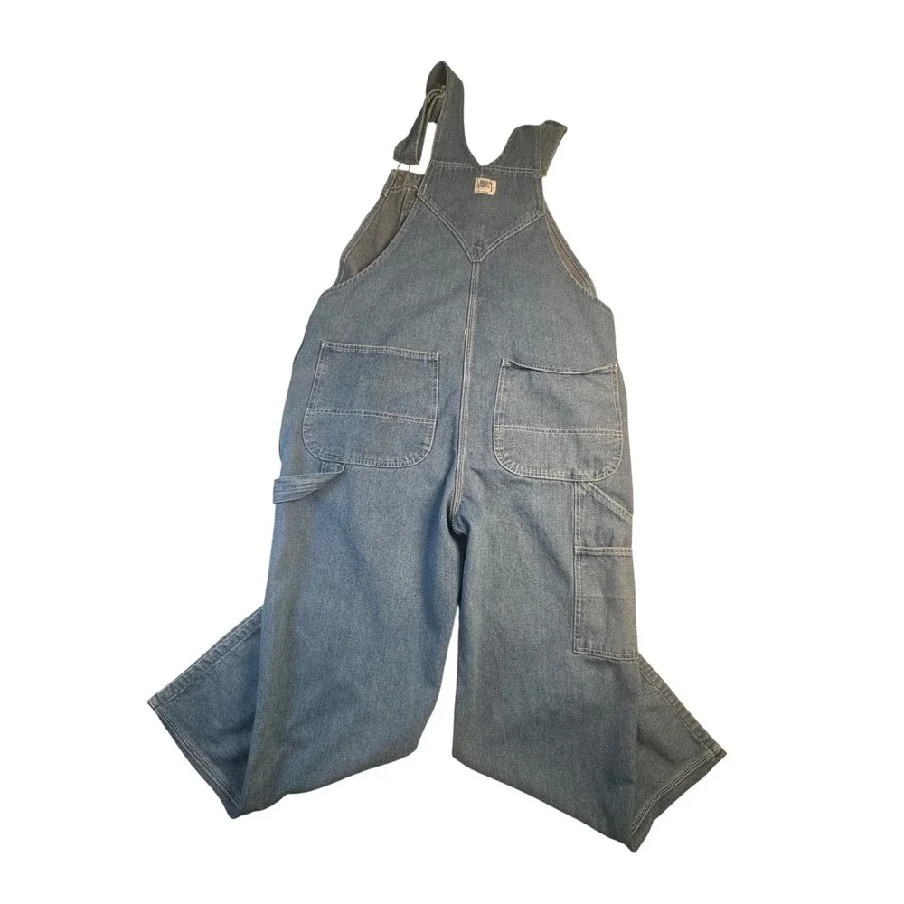 Liberty Denim Bib Overalls Mens 40x30 Blue Green Accent Workwear Carpenters Y2K